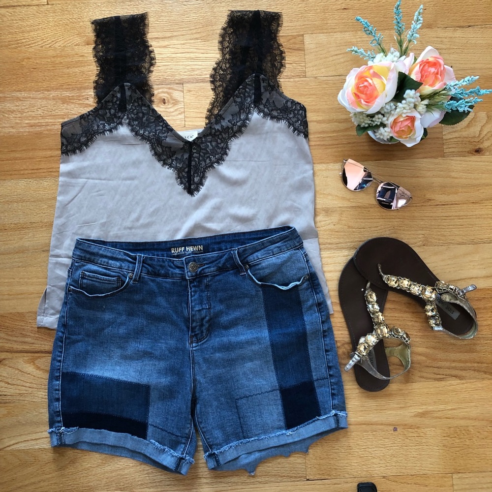 Fun Patchwork Jean Shorts